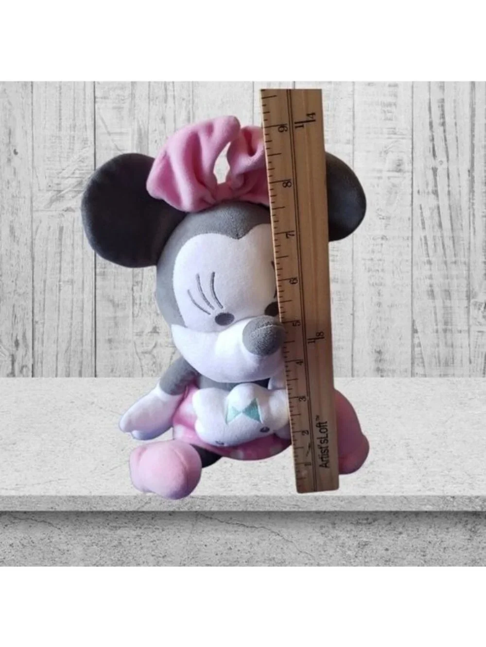 Disney Minnie Mouse Plush Pink Bow Stuffed Animal Toy Gray/Pink